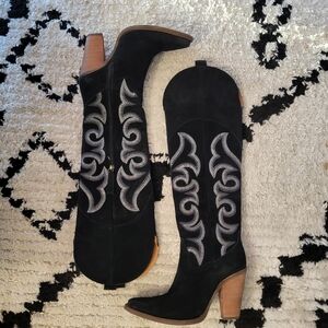 Dingo Primadonna Black Suede Women's Western Cowboy Boots Size 7.5